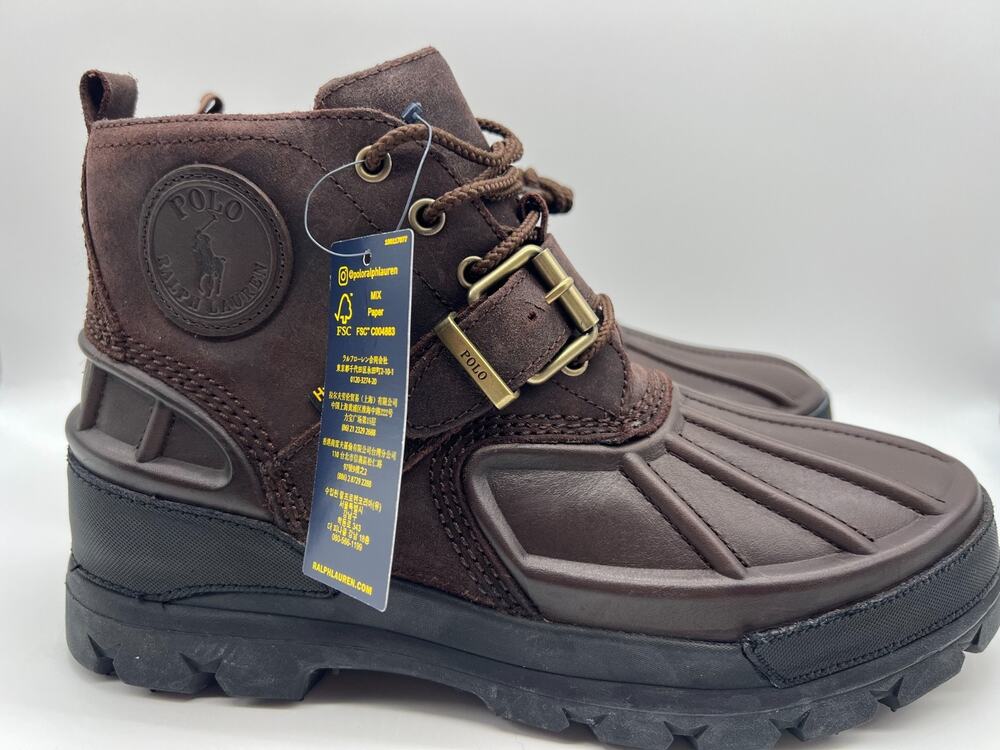 Polo Ralph Lauren Oslo Dark Brown Low Boots HydroGuard Men's 10D NEW